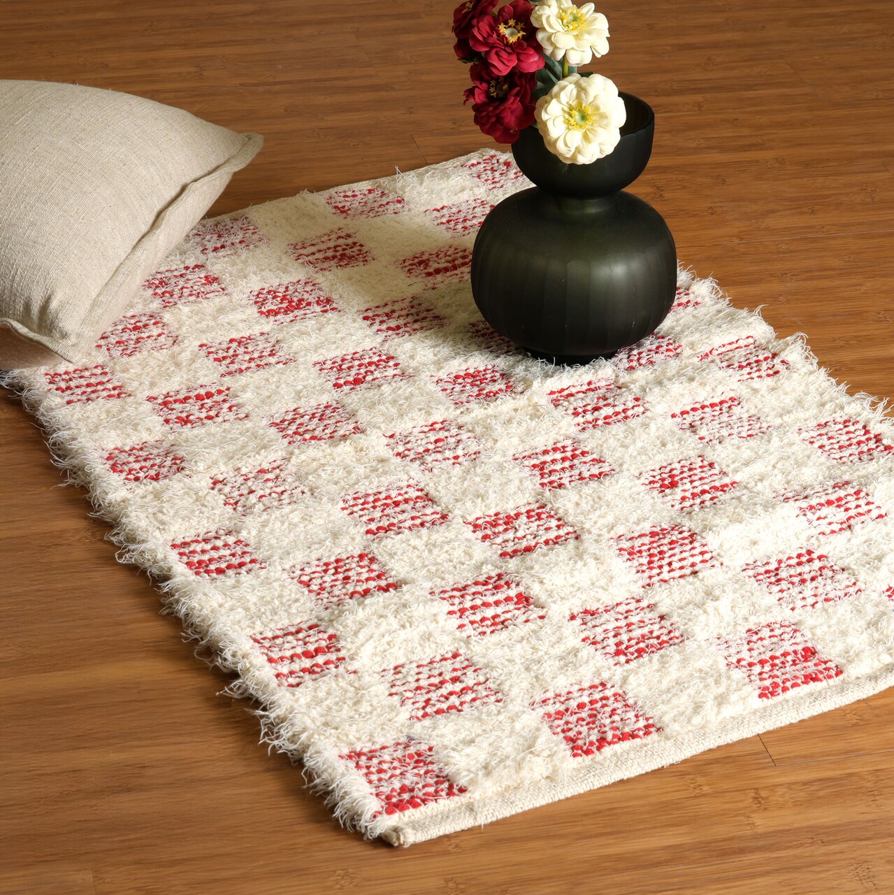 36" x 24" Fringed Cotton-Blend Scatter Rug – Soft, Durable Accent Mat with Handmade Look